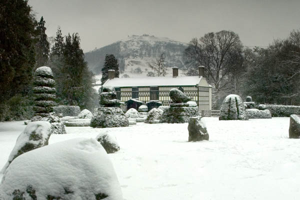 image of plas newydd in the snow